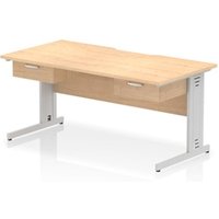 Impulse 1600 x 800mm Scalloped Desk Maple Top Silver CM Leg 2x1D Ped