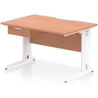 Impulse 1200x800 Scalloped Desk Beech White Cable Managed + 1D Ped