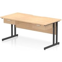 Impulse 1600 x 800 Scalloped Desk Maple Black Cantilever Leg 2x1D Ped