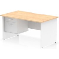 Impulse 1400 x 800mm Scalloped Desk Maple Top White Panel End + 2D Ped