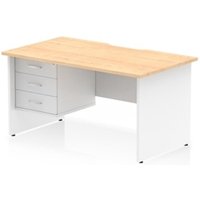 Impulse 1400 x 800mm Scalloped Desk Maple Top White Panel End + 3D Ped