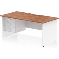 Impulse 1600 x 800mm Scalloped Desk Walnut White Panel End + 3D Ped