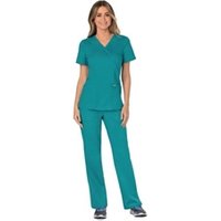 Cherokee Revolution Mock Wrap Top Teal Blue S CHWW610TEALS WIS25491