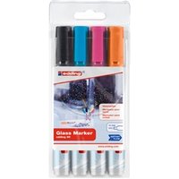 Edding 95 Glass Marker Bullet Tip Black Blue Orange Pink 4 Pack (4-95-4-999)