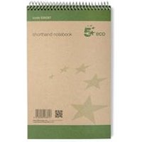 5 Star Spiral Shorthand Notebook Ruled 70gsm 160 Page 127x200mm Green/Buff (Pack of 10) 938287
