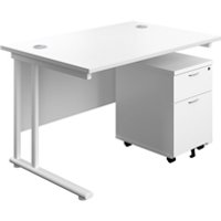1200X800 Twin Rectangular Desk + Mobile 2 Drawer Ped