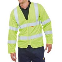 Beeswift Fire Retardant High Visibility Long Sleeve Jerkin Yellow 7XL