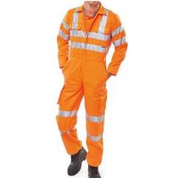 Beeswift Railspec Coveralls With Reflective Tape Size 36 Orange RSC36