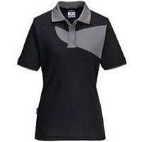 Portwest Pw2 Womens Polo Shirt Short Sleeve Black/Zoom Grey Medium