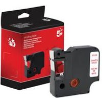 Five Non OEM Replacement Dymo 45015 Red on 12mm x 7m