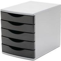 5 5 Drawer Tower 300mm 5x60mm Black Grey FS676765