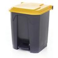 2Work Pedal Bin with Coloured Lid 30L GreyYlw 370x380x455mm 2W10765