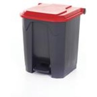 2Work Pedal Bin with Coloured Lid 30L Grey/Red 370x380x455mm 2W10766