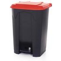 2Work Pedal Bin with Coloured Lid 80L Grey/Red 410x470x670mm 2W10774