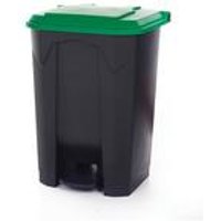 2Work Pedal Bin with Coloured Lid 80L Grey/Green 410x470x670mm 2W10776