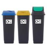 2Work Recycling Bins 65 Litre Assorted Pack of 3 2W10788 2W10788