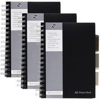 Pukka Pads A5 Project Book Ruled 250 Pages Black Pack of 3 (SBPROBA5)