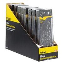 Rolson 5 Piece Brad Point Wood Drill Bit Set
