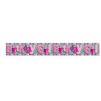 Eurowrap Happy Birthday Girl Foil Party Banner - Pack of 6