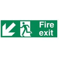 5 Star Fire Exit Running Man Down Arrow Sign 150x450mm