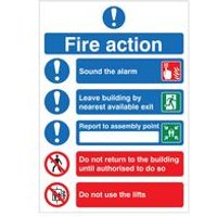 5 Star Fire Action Self Adhesive Sign A4