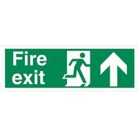 5 Star Fire Exit Running Man Arrow Up Sign Rigid Plastic 150x450mm