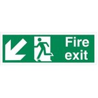 5 Fire Exit Run Man Arrow Down L Sign Self Adhesive 150x450mm