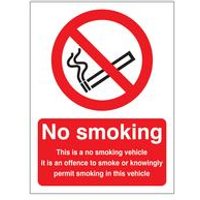 5 No Smoking This Is No Smoking Vehicle Sign Vinyl 100x75mm