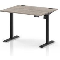 Air Lite 1000 x 800mm Height Adjustable Office Desk Grey Oak Top Cable