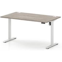 Air Lite 1400 x 800mm Height Adjustable Office Desk Grey Oak Top Cable