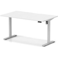 Air Lite 1400x800 Scalloped Height Adjustable Desk White Top Silver