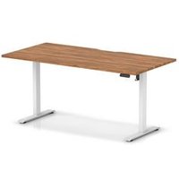 Air Lite 1600x800 Scalloped Height Adjustable Desk Walnut Top White