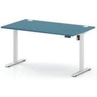 Air Lite 1400x800 Height Adjustable Desk Dark Teal Top CP White Leg