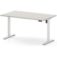 Air Lite 1400x800 Height Adjustable Desk Dove Grey Top CP White Leg