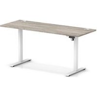 Air Lite 1600 x 600mm Height Adjustable Office Desk Grey Oak Top Cable