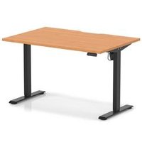 Air Lite 1200x800 Scalloped Height Adjustable Desk Beech Top Black Leg