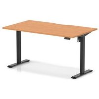 Air Lite 1400x800 Scalloped Height Adjustable Desk Beech Top Black Leg