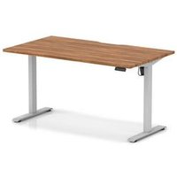 Air Lite 1400x800 Scalloped Height Adjustable Desk Walnut Top Silver