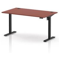 Air Lite Height Adjustable Desk with Brick Red Top and Black Legs