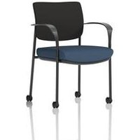 Brunswick Deluxe With Arms Black Frame With Castors Black Fabric Back
