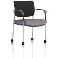 Brunswick Deluxe With Arms Chrome Frame With Castors Black Fabric Back
