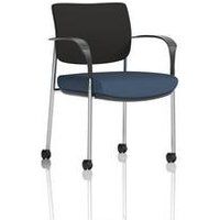 Brunswick Deluxe With Arms Chrome Frame With Castors Black Fabric Back