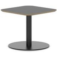 Brixworth 600mm Square Coffee Table Black Top Black Leg Disc Base Low
