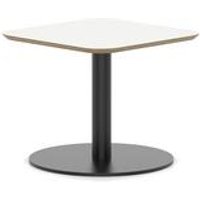 Brixworth 600mm Square Coffee Table White Top Black Leg Disc Base Low