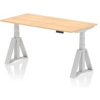 Air 1600 x 800 Height Adjustable Desk Maple Top Silver Leg Piste Foot