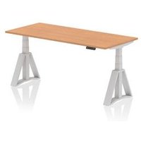 Air 1800 x 800mm Height Adjustable Office Desk Oak Top Silver Leg with