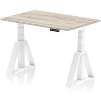 Air 1200 x 800mm Height Adjustable Office Desk Grey Oak Top White Leg