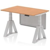 Air Modesty 1200 x 800mm Height Adjustable Office Desk Oak Top Silver