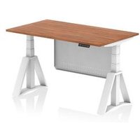 Air 1400x800 Sit Stand Desk Walnut White Leg Modesty Panel Piste Foot
