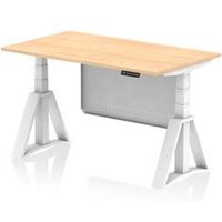 Air Modesty 1400 x 800mm Height Adjustable Office Desk Maple Top White